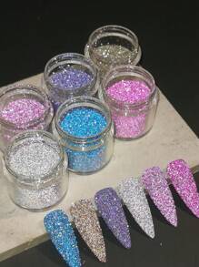 10g Shiny Reflective Diamond Nail Glitter Powder Silver Holographic Micro Drill Dazzling Crystal Gel Polish Manicure Pigment ,Reflective Silver Nail Powder Flash Disco Diamond Chrome Pigment Dipping Powder Nail Glitter Rhinestone Sequins - Multicolor - View 5