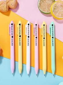 1/2/5/10/20/50/100/200pcs Personalized Wedding Commemorative Ballpoint Pen, Back To School Supplies For Kids,Customized Couple Anniversary Ballpoint Pen, Customized Bridesmaid And Groomsmen Ballpoint Pen,Custom Engraving Color Ballpoint Pens, Personalized Pens Ballpoint With Name, Personalized Wedding Pen, 14.4cm/5.66in, Pink/White/Mint Green/Sky Blue/Light Blue/Yellow/Light Yellow/Light Purple/Purple/Skin Color,