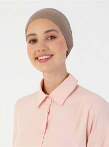1pc Style Classic Solid Color Soft, Breathable, Stretchy Wide-Banded Absorbent Non-Slip Multifunctional Headband/Hijab Cap, Suitable For Sports, Yoga, Makeup, And Daily Wear
