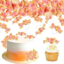 10 piezas de decoraciones para pasteles con flores artificiales - Tóper para pastel de cumpleaños feliz, decoraciones para pasteles de boda, compromiso, baby shower, cumpleaños, cupcakes, aniversario y fiestas