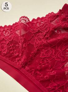 5PCS Koronkowa damska bielizna, fajna trójkątna bielizna, lekkie i oddychające majtki, jednolite kolorowe spodnie dla kobiet, przezroczyste majtki, elastyczne i wygodne majtki, swobodne i miękkie