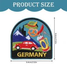 1 pièce Patch brodé vibrante avec motif de voiture, montagne et chope de bière - Applique thermocollante ou à coudre pour DIY sur vêtements, robes, chapeaux, jeans - Cadeau parfait pour les voyageurs et les passionnés d'artisanat