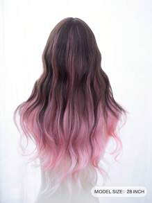 1 Synthetic Heat-Resistant Wavy Wig, Multicolor, 28 Inches Long, Made Of Fiber With Bangs At The Center, Suitable For Daily Use, Natural And Realistic Fake Wig (Excluding Accessories). - Multicolor - View 4