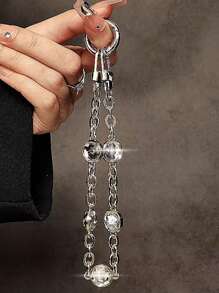 1pc Crystal Diamond Alloy Chain Mobile Phone Lanyard Mobile Phone Charm Compatible Camera Ccd Decorative Key Chain Mobile Phone Accessories Specially Designed For Women - Multicolor - View 2