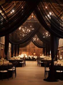 1pc Black Sheer Fabric Panel - 315/236x29.5 Inch, Perfect For Wedding And Large Party Decors, Multi-Functional Polyester Blend