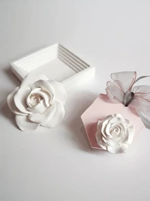 Elegant Valentine's Day Rose Silicone Mold - Perfect For DIY Soaps, Candles, & Plaster Ornaments, Realistic Flower Design With Detailed Petals And Center, Valentine Silicone Mold - White - View 4