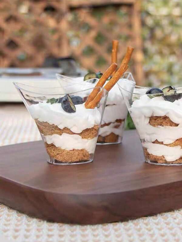 100/50/25/10pcs Transparent Wave Shaped Plastic Mousse Cup Dessert Cup Ice Cream Cup Creative Dessert Cup, Christmas Party Christmas Decor Christmas Decorations Christmas Gifts And, Halloween Party Halloween Decor Halloween Decorations Halloween Gifts 100ml Plastic Transparent Twist Cup