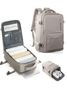 新款旅行笔记本电脑背包可容纳 15.6 英寸笔记本电脑，带鞋隔层和湿袋的个人物品旅行包，带多个口袋的男女大背包，防水大号电脑背包，商务包，带可调节肩带的时尚背包，防水户外运动背包，航空公司批准的大学、旅行、工作、通勤随身背包，多色可选