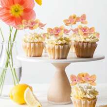 10 piezas de decoraciones para pasteles con flores artificiales - Tóper para pastel de cumpleaños feliz, decoraciones para pasteles de boda, compromiso, baby shower, cumpleaños, cupcakes, aniversario y fiestas