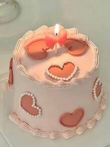 5pcs/10pcs White Heart Shaped Candles, Birthday Candles, Cake Decorations, Cake Toppers, Autumn Cake Decor, Baking Supplies