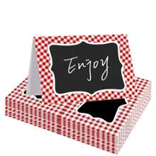 Red Gingham Picnic Party Decoration Supplies 4 X 6 Inch Italian Themed Party Chalkboard Tent Cards Double Sided Mini Blackboard Labels For Picnic BBQ Ba By Shower Wedding Table Number Food Place
