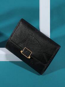 PAYOFFLAI Nieuwe modieuze korte stijl Koreaanse minimalistische frisse drievoudige drukknoopsluiting portemonnee retro kaarthouder dames tas portemonnee portemonnee portemonnee mini portemonnee kleine portemonnee