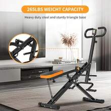 Rower-Ride Exercise Trainer With Adjustable Resistance Bands And LCD Monitor Foldable 265 Lbs Capacity Full-Body Workout For Squats Legs Back Abs Black - Black-Orange1 - View 3