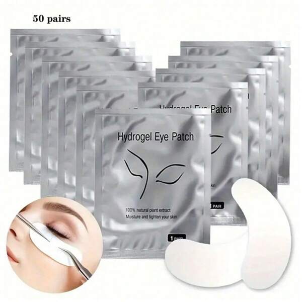 100/50 pares de parches de hidrogel de lujo para los ojos - Fácil de aplicar, reutilizable, suave para los ojos - Sin alcohol, ideal para injertos y máscaras para el maquillaje debajo de los ojos