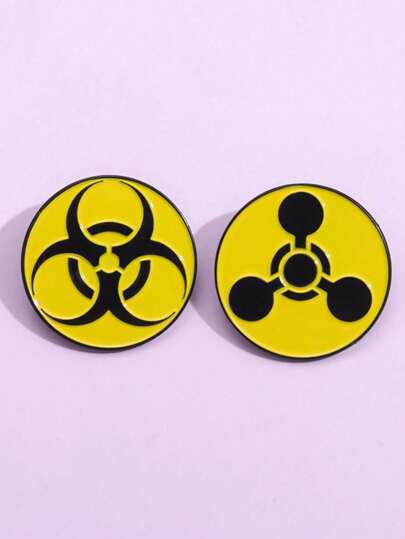 1pc Radioactive Biohazard Symbol Alloy Brooch, Simple Style Backpack Accessories