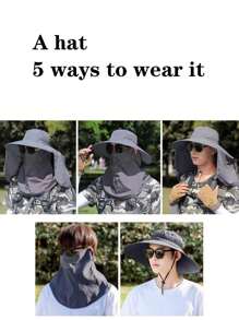 1 pieza Sombrero de sol de verano para hombre, sombrero de pesca de exterior con protección UV, 5 estilos diferentes de uso