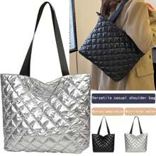 女士水钻格纹绣花线手提包 女士一体式单肩手提包