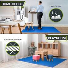 Tapete de ejercicio, azulejos de espuma EVA entrelazados, protección y amortiguación para equipos de gimnasio, área de ejercicio y juego - Azul - 1/2 pulgada - 144 pies cuadrados - 36 baldosas - Ver 3