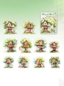 10 Forest Series Landscape PET Waterproof Stickers For Pencil Case Mobile Phone Case Photo Album Account Skateboard Shoes Water Cup Bag Stickers, Back To School Gifts