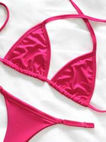 Women Bikini Sets - 玫紅色 - 查看 3