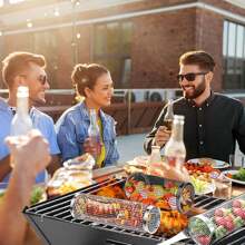 Rolling Grilling Baskets Outdoor Accessories, Stainless Steel Cylinder Tubes, Vegetable Cage Veggie, Large Round Mesh Rotation, Grill Bbq Basket Nets Veggies Barbecue Round Net Cylinders, Barbeque Kabob Fish Meat Gear Gift, Cylinder Cage Cooking Accessories For Veggie, Fish, Meat,Gift For Men,For Valentine's Day, Mother's Day, Father's Day, Outdoor Barbecue Festival