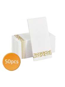 50pcs Dinner Napkins With Flatware Pocket, Prefolded Guest Towels Paper, Linen Feel, For Wedding Event Kitchen Daily Use, White, Perfect For Valentines, Weddings, & Christmas Dinners - Add A Touch Of Elegance To Your Tableware Accessories - White - View 16
