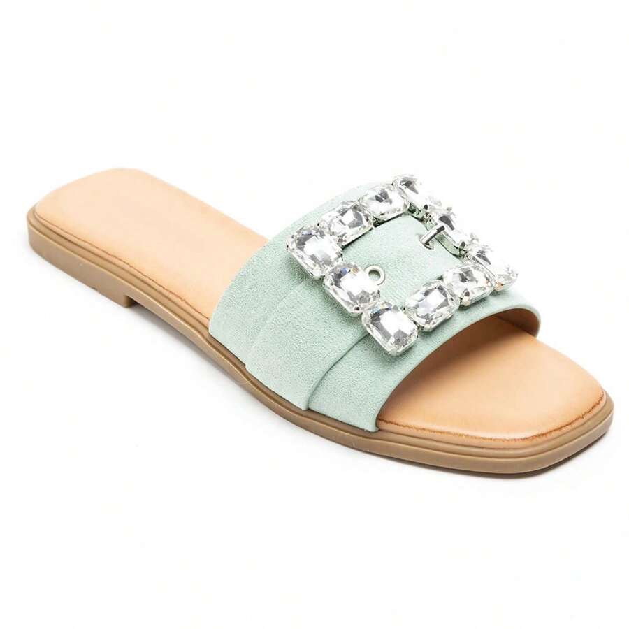 Slippers With Decorative Buckle And Ergonomic Insole - Green - View 1