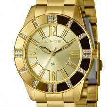 RELÓGIO LINCE DOURADO COM CRISTAIS LRG4732L40 C2KX