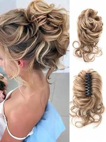 Pièce de chignon désordonné, chouchou, extension de cheveux pour chignon ébouriffé, queue de cheval bouclée et ondulée, chignon synthétique pour femmes et filles, mariage