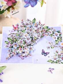 1 Pop-Up Greeting Card, Tulips, Poinsettia Flowers, Magnolia, Orchids, Apple Blossoms, Small Daisies, Suitable For Valentine's Day, Mother's Day, Birthdays, Anniversaries. Surprise Gift For Friends, Gift For Lovers, Gift For Girlfriend, Gift For Mother, Birthday Card, Flower Card