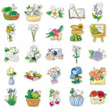 50 piezas de pegatinas con dibujos de flores y dibujos animados para decorar cuadernos, autos y botellas de agua