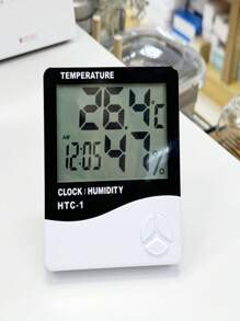 1 Peça Termômetro/Higrômetro Digital HTC-2 Interno/Externo com Monitor de Temperatura e Umidade, Relógio, Alarme e Calendário, Suporte para Casa e Escritório (Necessita Trazer sua Própria Bateria)
