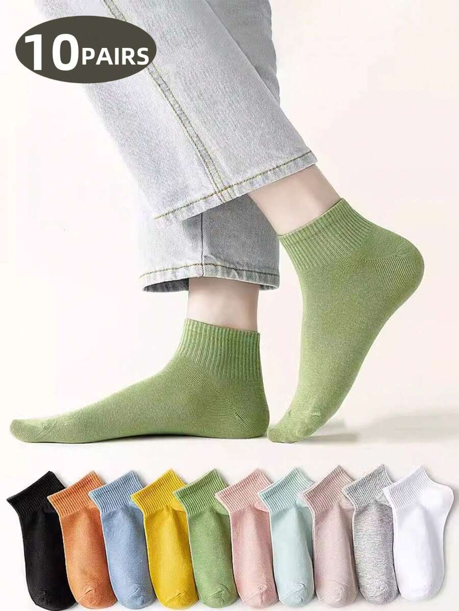 1 Paar/5 Paar/10 Paar Damen Frühling/Sommer, bunte, lebendige, frische, legere, bequeme, weiche Sport Knöchel Socken, vielseitig zu jedem Outfit passend