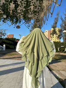 1 Khăn trùm đầu Chiffon Khimar 3 lớp dành cho nữ, kiểu dáng ngọt ngào, nhẹ nhàng, thanh lịch, thích hợp cho các hoạt động ngoài trời hàng ngày, cầu nguyện, tụ họp, mặc trong mọi mùa - Khăn trùm đầu bằng vải chiffon ba lớp - Xem 4