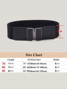 1pc Women's Black Wide Elastic Waist Belt With Classic Alloy Buckle, Suitable For Daily Outfits