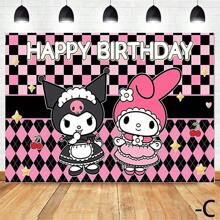 Sanrio 派对装饰 Kuromi 创意墙面背景 晚会 生日派对氛围装饰 My Melody 可爱时尚派对主题墙 Kuromi 派对多功能用品 My Melody 可重复使用场景布 多场景多场合实用物品 - 彩色 - 查看 12