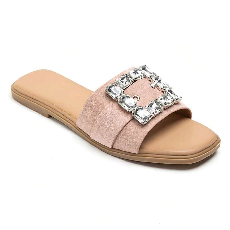 Slippers With Decorative Buckle And Ergonomic Insole - Pink - View 1