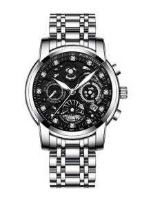 Midnight Starry Cutout Men's Watch, High-End Luminous Waterproof Quartz Steel Band Bestselling Men's Watch