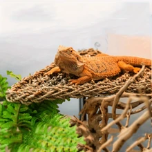 1pc Reptile Hammock Climbing Toy,Linen Reptile Hammock, Comfortable Lizard Lounger Climbing Toy, For Bearded Dragons And Other Reptiles, With Hermit Crab And Small Animal Hanging Bed,Natural Rattan Woven Hammock Mat For Reptiles And Small Pets