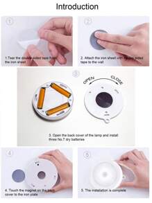 1pc Motion Sensor Round Wall Light, Plastic Material, Warm/White Light, Body Sensor Lamp, Long Cabinet Light, Closet Light, Corridor, Cabinet, Sensor Light, Powered By 3 AAA Batteries (Batteries Not Included) - Multicolor - View 4