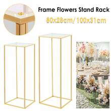 80-100cm Metal Acrylic Flower Stand Pedestal Plinth Display Cake Holder Wedding - Gold - View 2