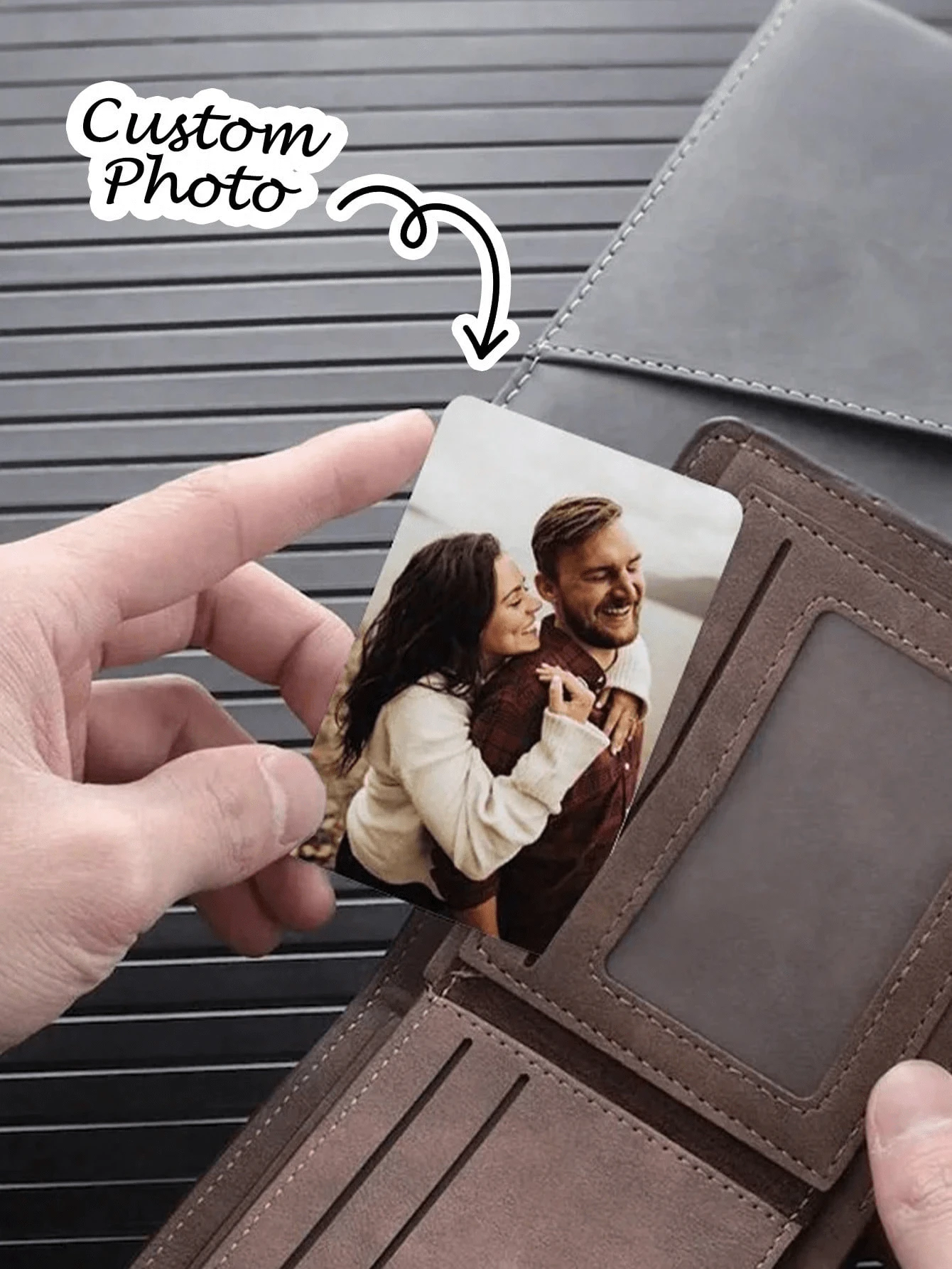 1pc Custom Photo Wallet Card, Personalized Photo Wallet Insert Card, Custom Couple Photo Wallet Card, Personalized Engraved Wallet Card With Picture - Multicolor - View 1