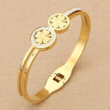3/1pc Stainless Steel Bracelet, Women Elegant Style With Big Cubic Zirconia Pendant And Small Cubic Zirconia Decoration, Refined & Chic, Suitable For Daily Wear And Gift