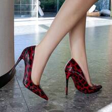 Women Elegant Fashion High Heel Sandals Leopard Pointed Toe Pumps Thin Heel Plus Size Single Shoes Sexy Female Shoes-12cm Heel Height - White - View 8