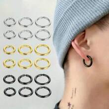 2pcs/6pcs Simple Non-Piercing Ear Cuff Hoop Earrings, Punk Jewelry Set