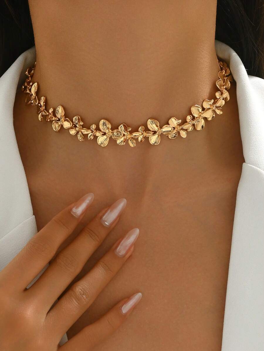 1 件波西米亚风格花卉和金色吊坠多层项链，时尚高端设计颈链首饰适合日常佩戴和海滩度假