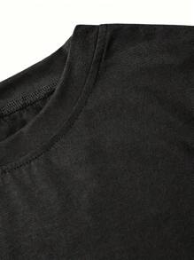 1 camiseta con estampado de letras "Aprecio a mi nieto" para abuela autista, cuello redondo casual, 100% tela, camiseta de moda de manga corta para todas las estaciones. - Negro - Ver 3