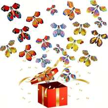 10 pièces Jouets papillon magique, papillons en papier à ressort avec élastiques, diverses couleurs, cadeaux pour fête surprise, cartes d'anniversaire, Halloween, Noël et cadeaux de Thanksgiving.