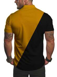 Summer Men's Short Sleeve Polo Shirt Business Stitching Color Blocks Casual Tops Fashion Sportswear T-Shirts Men's Clothing