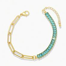 1 pieza Collar de perlas con enchapado de oro de 18K y pulsera con circonita de acero inoxidable, adecuado para fiesta, cita, uso en la oficina